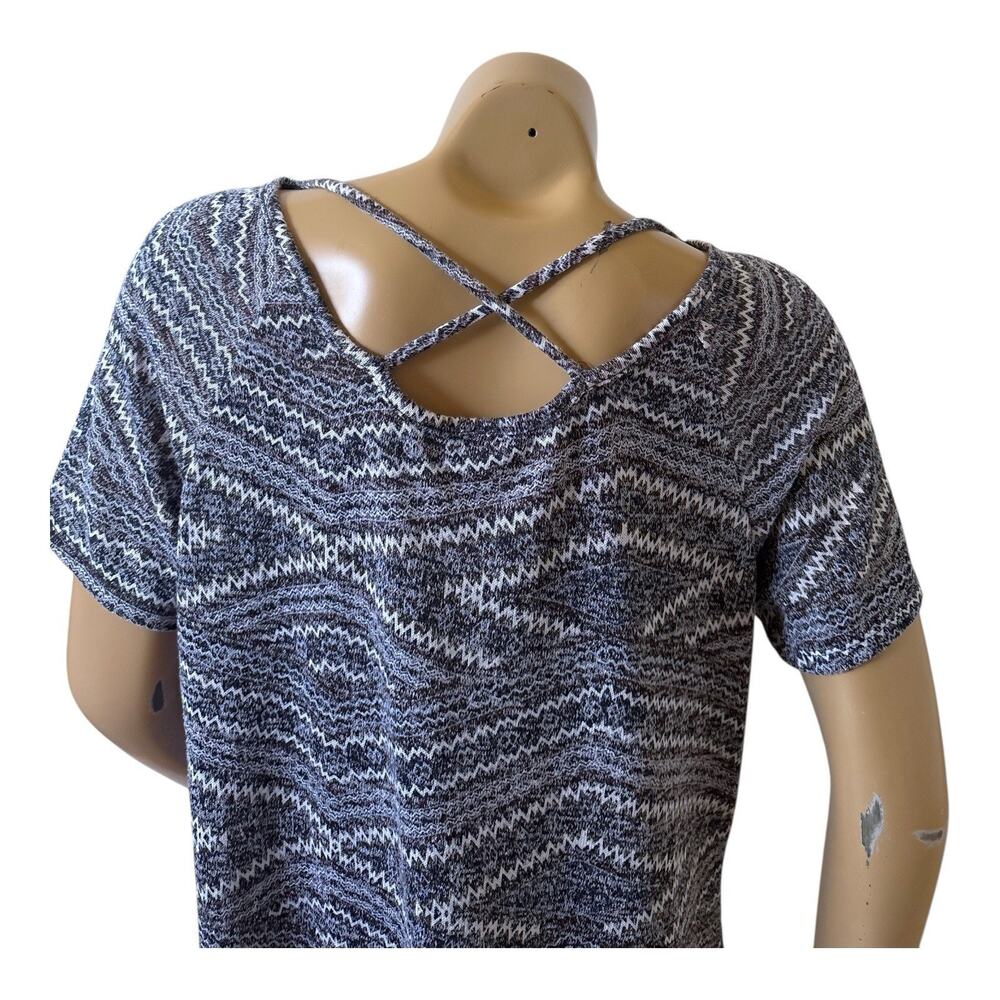 Faded Glory Peasant Top Womens Plus 1X 16W Geometric Tassel Keyhole Boho Knit - Picture 6 of 8